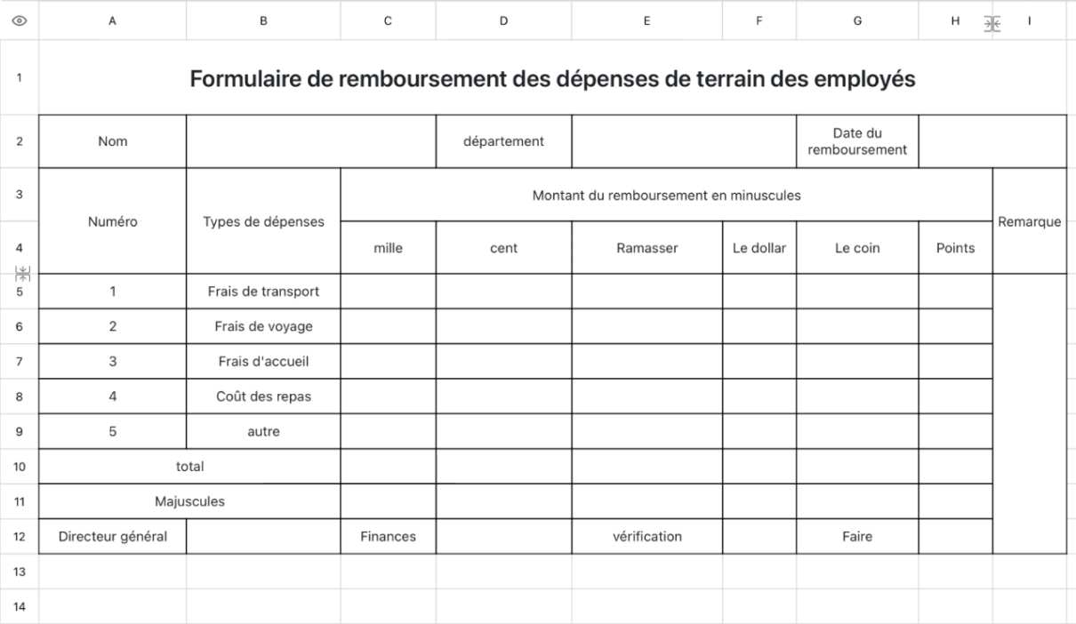 Formulaire de remboursement des frais de déplacement des employés1